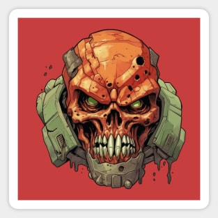 Space Doom Marine Classic Game Cyberpunk Skull Red Magnet